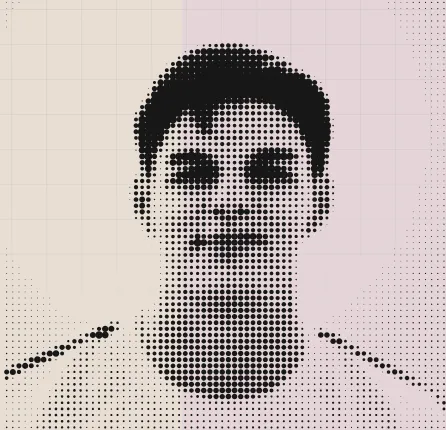 Retrato de Byron Serrano con efecto halftone